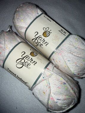 Lot of 2- Yarn Bee Tweed Indeed Yarn in color Confetti , Beautiful & Soft Yarn!
